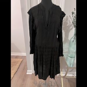 Anthropologie Amadi black long sleeve ruffle tunic dress size XL